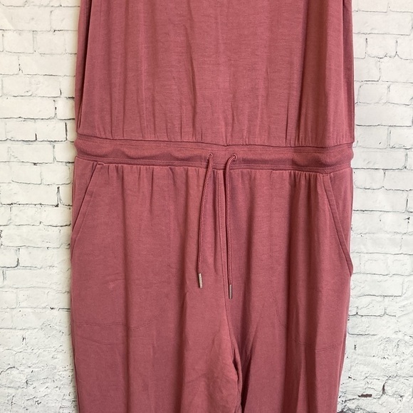 ATHLETA French Terry Balance Jumpsuit Tawny Rose Mauve Pink Color L Athleisure - Picture 10 of 16
